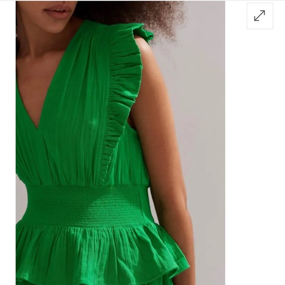 ME + EM Cheesecloth Maxi Dress Leaf Green 4 - Picture 8 of 15